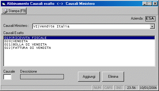 Accopiare Causali Ministeriali a quelle di [esatto]