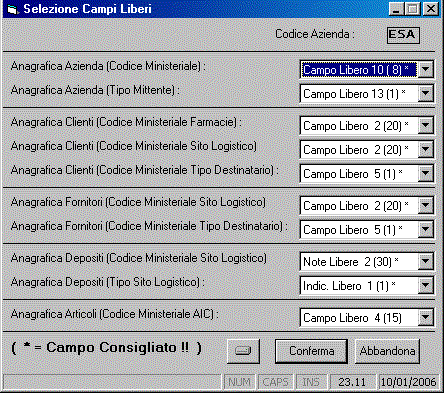 Selezione Campi Liberi